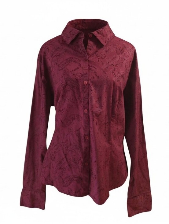 Westbound Tops - Westbound Tailored Berry-Paisley Long-Sleeve Button Down Shirt XL
